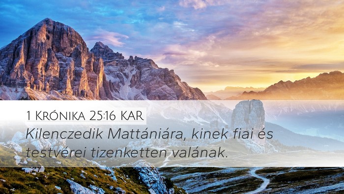 1 Krónika 25:16 KAR Desktop Wallpaper - Kilenczedik Mattániára, kinek fiai és - Desktop Bible Verse Wallpaper