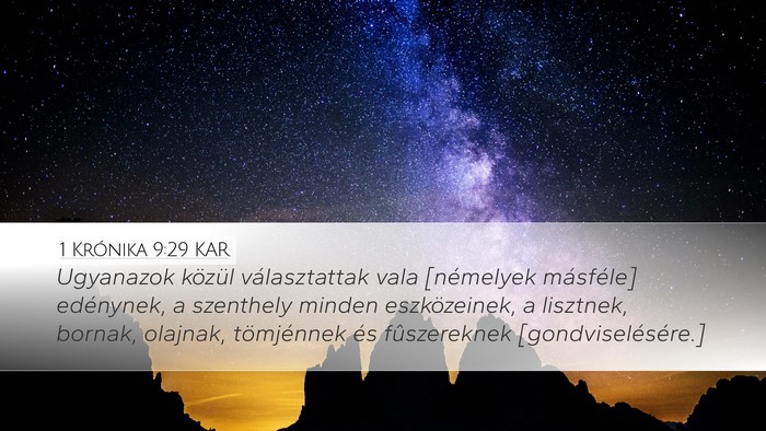 1 Krónika 9:29 KAR Bible Verse Image
