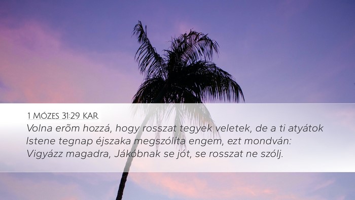1 Mózes 31:29 KAR Bible Verse Image