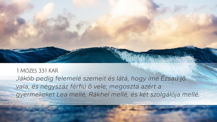 1 Mózes 33:1 KAR Desktop Wallpaper - Jákób pedig felemelé szemeit és látá, hogy - Desktop Bible Verse Wallpaper