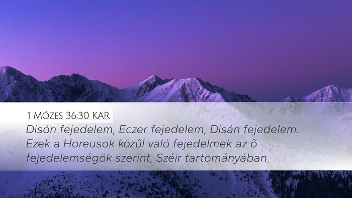 1 Mózes 36:30 KAR Bible Verse Image