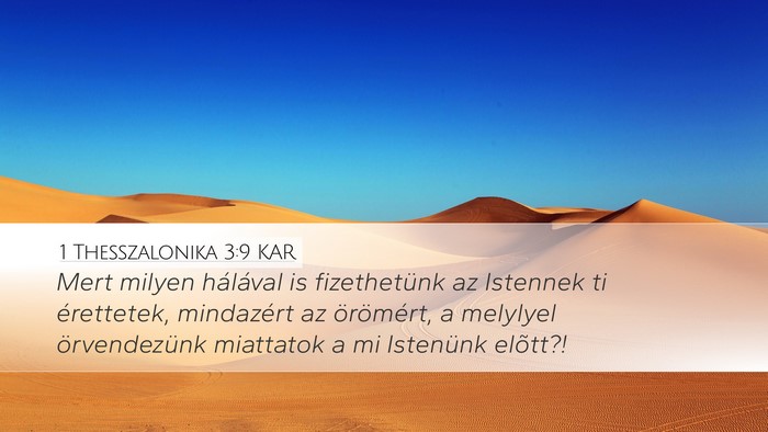 1 Thesszalonika 3:9 KAR Bible Verse Image