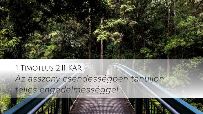 1 Timóteus 2:11 KAR Desktop Wallpaper - Az asszony csendességben tanuljon teljes - Desktop Bible Verse Wallpaper