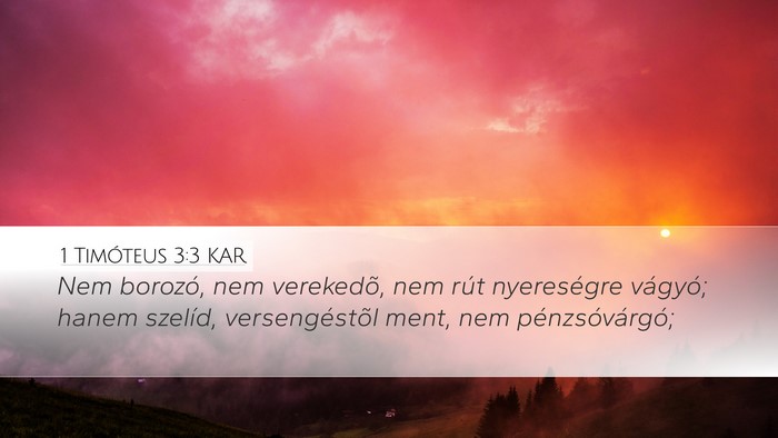 1 Timóteus 3:3 KAR Bible Verse Image