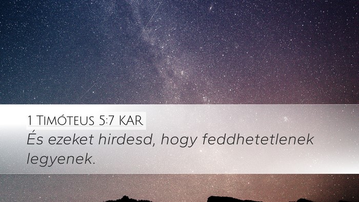 1 Timóteus 5:7 KAR Bible Verse Image