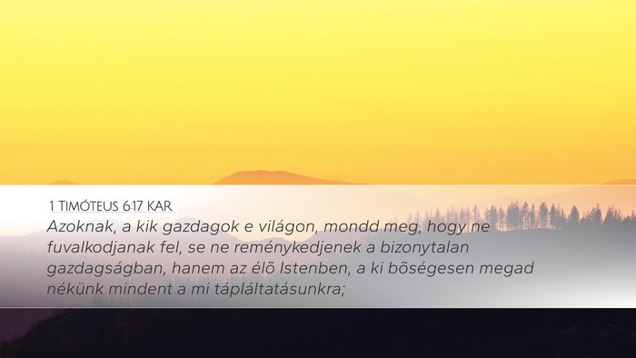 1 Timóteus 6:17 KAR Bible Verse Image