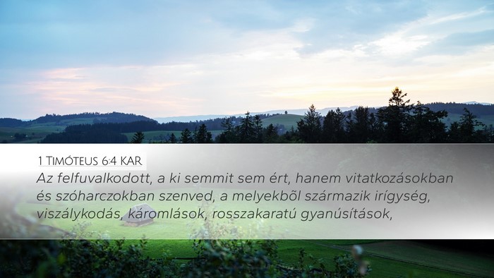 1 Timóteus 6:4 KAR Bible Verse Image