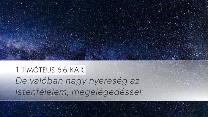1 Timóteus 6:6 KAR Bible Verse Image