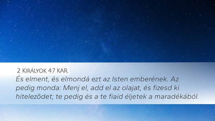 2 Királyok 4:7 KAR Bible Verse Image