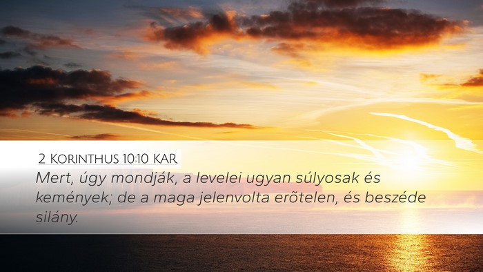 2 Korinthus 10:10 KAR Bible Verse Image
