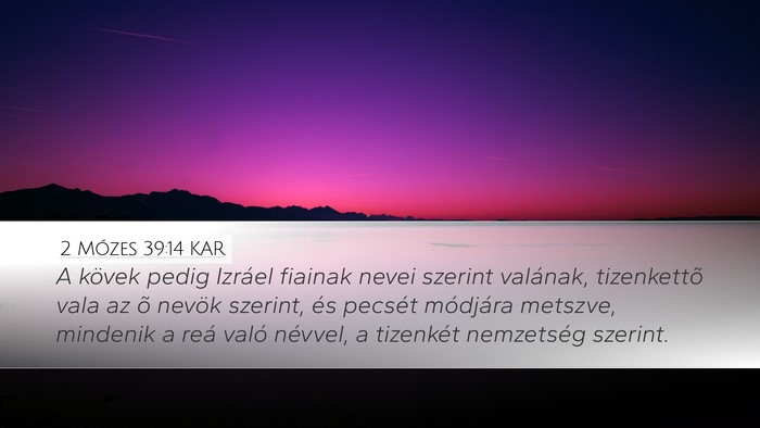 2 Mózes 39:14 KAR Desktop Wallpaper - A kövek pedig Izráel fiainak nevei szerint - Desktop Bible Verse Wallpaper