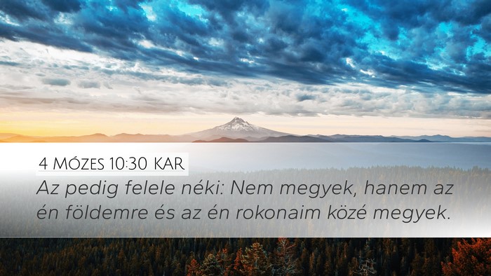 4 Mózes 10:30 KAR Desktop Wallpaper - Az pedig felele néki: Nem megyek, hanem az én - Desktop Bible Verse Wallpaper