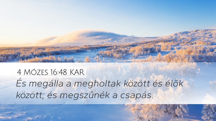 4 Mózes 16:48 KAR Desktop Wallpaper - És megálla a megholtak között és élõk - Desktop Bible Verse Wallpaper