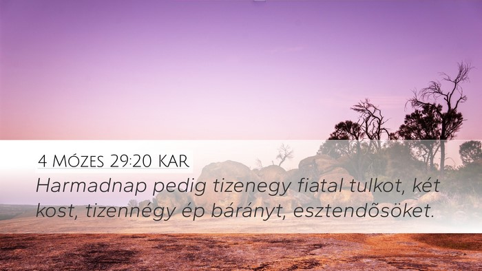4 Mózes 29:20 KAR Desktop Wallpaper - Harmadnap pedig tizenegy fiatal tulkot, két - Desktop Bible Verse Wallpaper