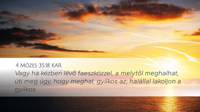 4 Mózes 35:18 KAR Desktop Wallpaper - Vagy ha kézben lévõ faeszközzel, a melytõl - Desktop Bible Verse Wallpaper