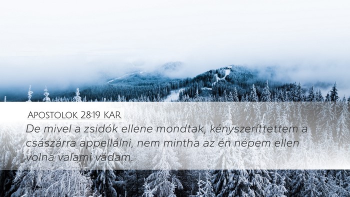 Apostolok 28:19 KAR Desktop Wallpaper - De mivel a zsidók ellene mondtak, - Desktop Bible Verse Wallpaper