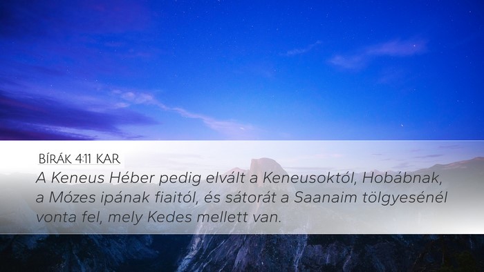 Bírák 4:11 KAR Bible Verse Image