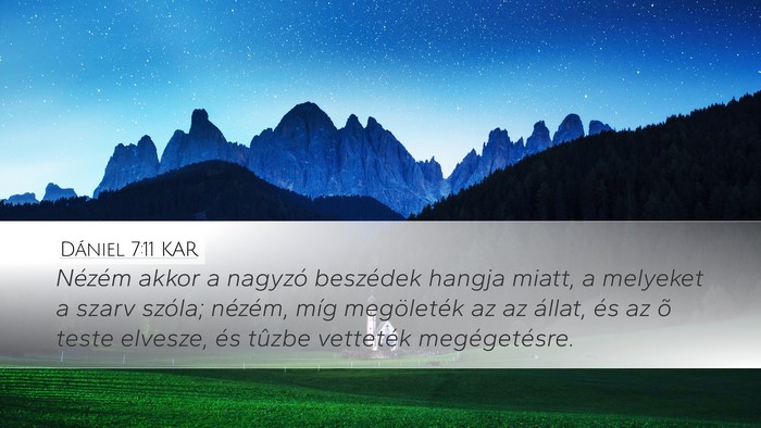 Dániel 7:11 KAR Bible Verse Image