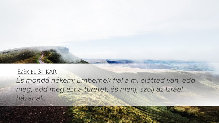 Ezékiel 3:1 KAR Desktop Wallpaper - És mondá nékem: Embernek fia! a mi elõtted - Desktop Bible Verse Wallpaper