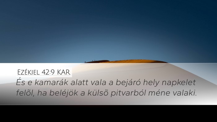 Ezékiel 42:9 KAR Desktop Wallpaper - És e kamarák alatt vala a bejáró hely - Desktop Bible Verse Wallpaper