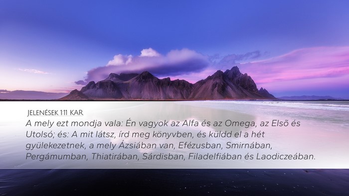 Jelenések 1:11 KAR Bible Verse Image