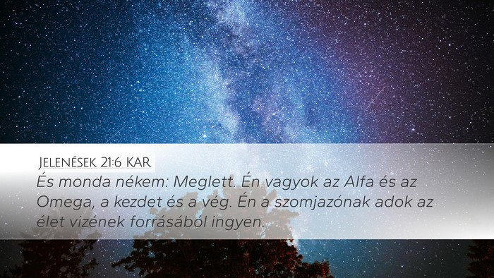Jelenések 21:6 KAR Bible Verse Image