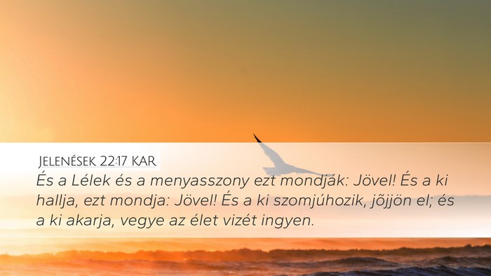 Jelenések 22:17 KAR Bible Verse Image