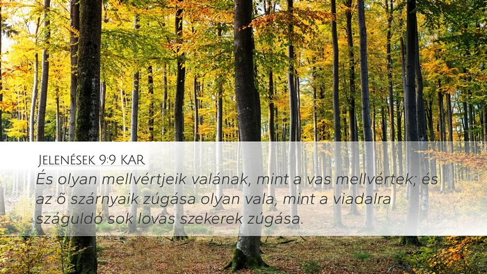 Jelenések 9:9 KAR Bible Verse Image