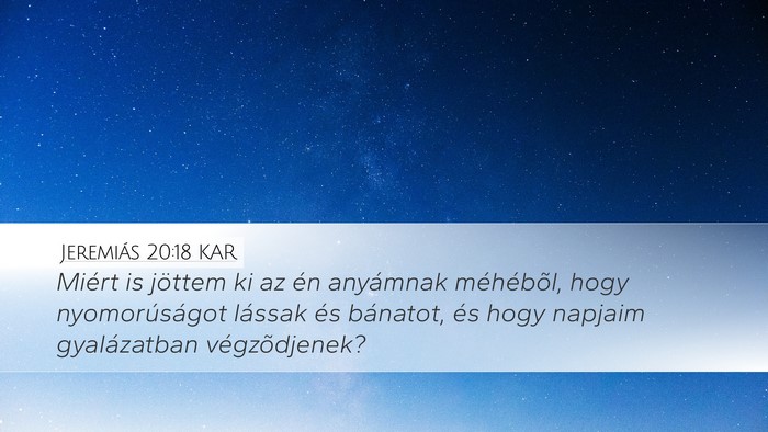 Jeremiás 20:18 KAR Desktop Wallpaper - Miért is jöttem ki az én anyámnak méhébõl, - Desktop Bible Verse Wallpaper
