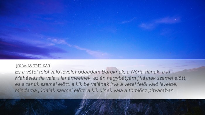 Jeremiás 32:12 KAR Bible Verse Image