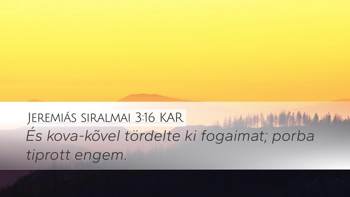 Jeremiás siralmai 3:16 KAR Desktop Wallpaper - És kova-kõvel tördelte ki fogaimat; porba - Desktop Bible Verse Wallpaper