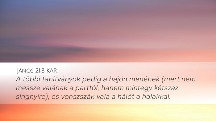 János 21:8 KAR Bible Verse Image
