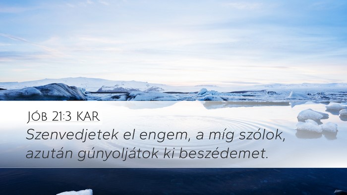 Jób 21:3 KAR Desktop Wallpaper - Szenvedjetek el engem, a míg szólok, azután - Desktop Bible Verse Wallpaper
