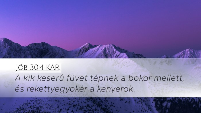 Jób 30:4 KAR Desktop Wallpaper - A kik keserû füvet tépnek a bokor mellett, és - Desktop Bible Verse Wallpaper