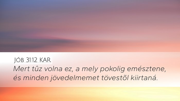 Jób 31:12 KAR Desktop Wallpaper - Mert tûz volna ez, a mely pokolig emésztene, - Desktop Bible Verse Wallpaper