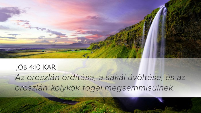 Jób 4:10 KAR Bible Verse Image