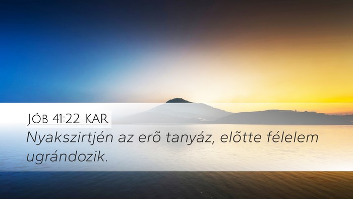 Jób 41:22 KAR Desktop Wallpaper - Nyakszirtjén az erõ tanyáz, elõtte félelem - Desktop Bible Verse Wallpaper