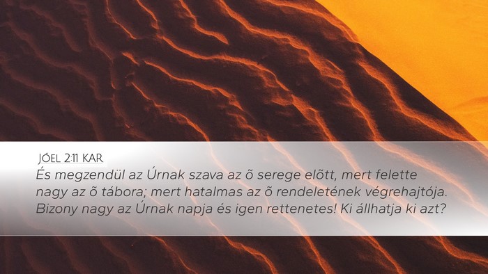 Jóel 2:11 KAR Bible Verse Image