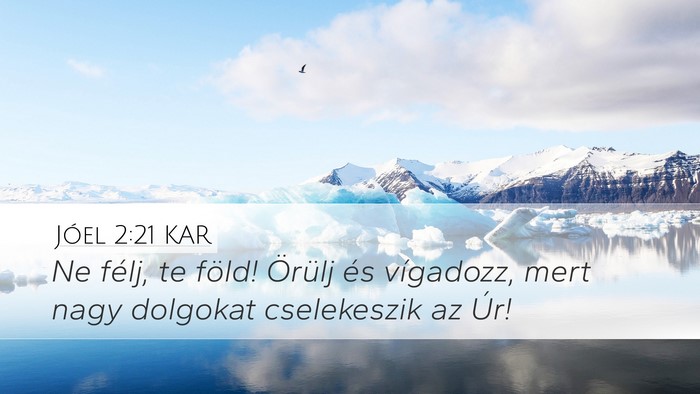 Jóel 2:21 KAR Desktop Wallpaper - Ne félj, te föld! Örülj és vígadozz, mert - Desktop Bible Verse Wallpaper
