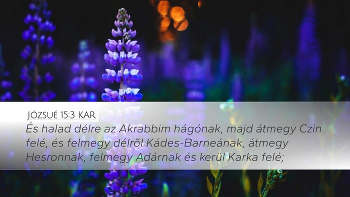 Józsué 15:3 KAR Desktop Wallpaper - És halad délre az Akrabbim hágónak, majd - Desktop Bible Verse Wallpaper