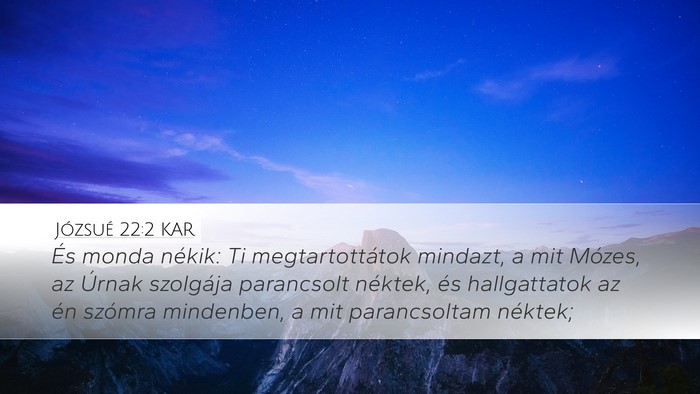 Józsué 22:2 KAR Bible Verse Image
