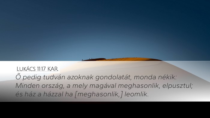 Lukács 11:17 KAR Desktop Wallpaper - Õ pedig tudván azoknak gondolatát, monda - Desktop Bible Verse Wallpaper