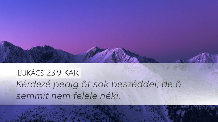 Lukács 23:9 KAR Desktop Wallpaper - Kérdezé pedig õt sok beszéddel; de õ semmit - Desktop Bible Verse Wallpaper