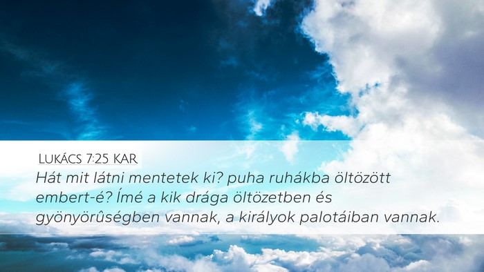 Lukács 7:25 KAR Desktop Wallpaper - Hát mit látni mentetek ki? puha ruhákba - Desktop Bible Verse Wallpaper