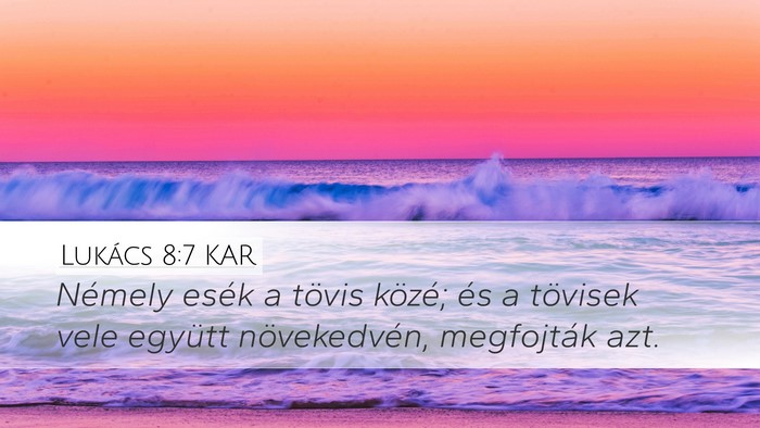 Lukács 8:7 KAR Desktop Wallpaper - Némely esék a tövis közé; és a tövisek - Desktop Bible Verse Wallpaper