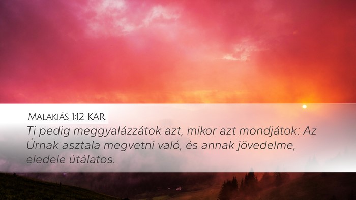 Malakiás 1:12 KAR Bible Verse Image