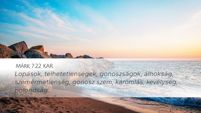 Márk 7:22 KAR Bible Verse Image