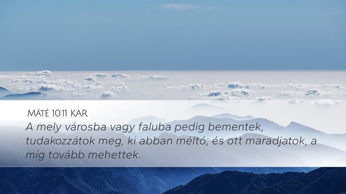 Máté 10:11 KAR Bible Verse Image
