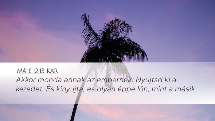 Máté 12:13 KAR Desktop Wallpaper - Akkor monda annak az embernek: Nyújtsd ki a - Desktop Bible Verse Wallpaper