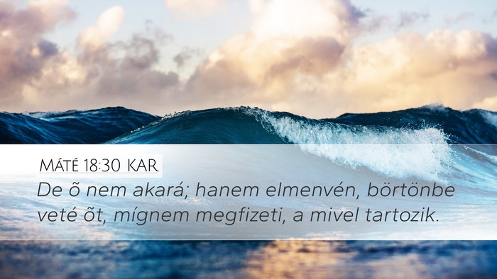 Máté 18:30 KAR Desktop Wallpaper - De õ nem akará; hanem elmenvén, börtönbe - Desktop Bible Verse Wallpaper